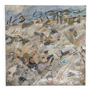 Tableau abstrait - Les Champs, technique mixte