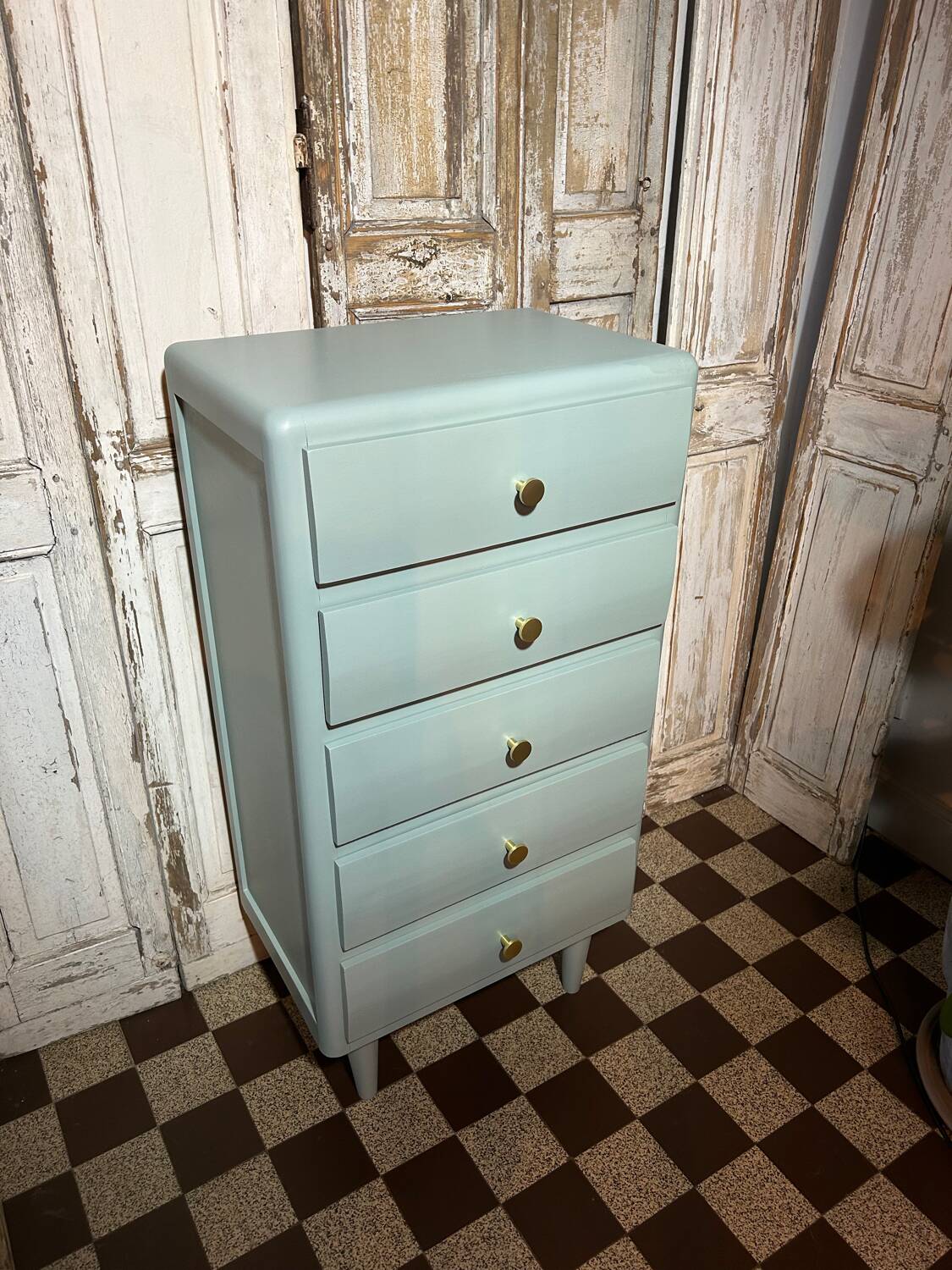 Chiffonnier vintage 1950-60 vert sauge