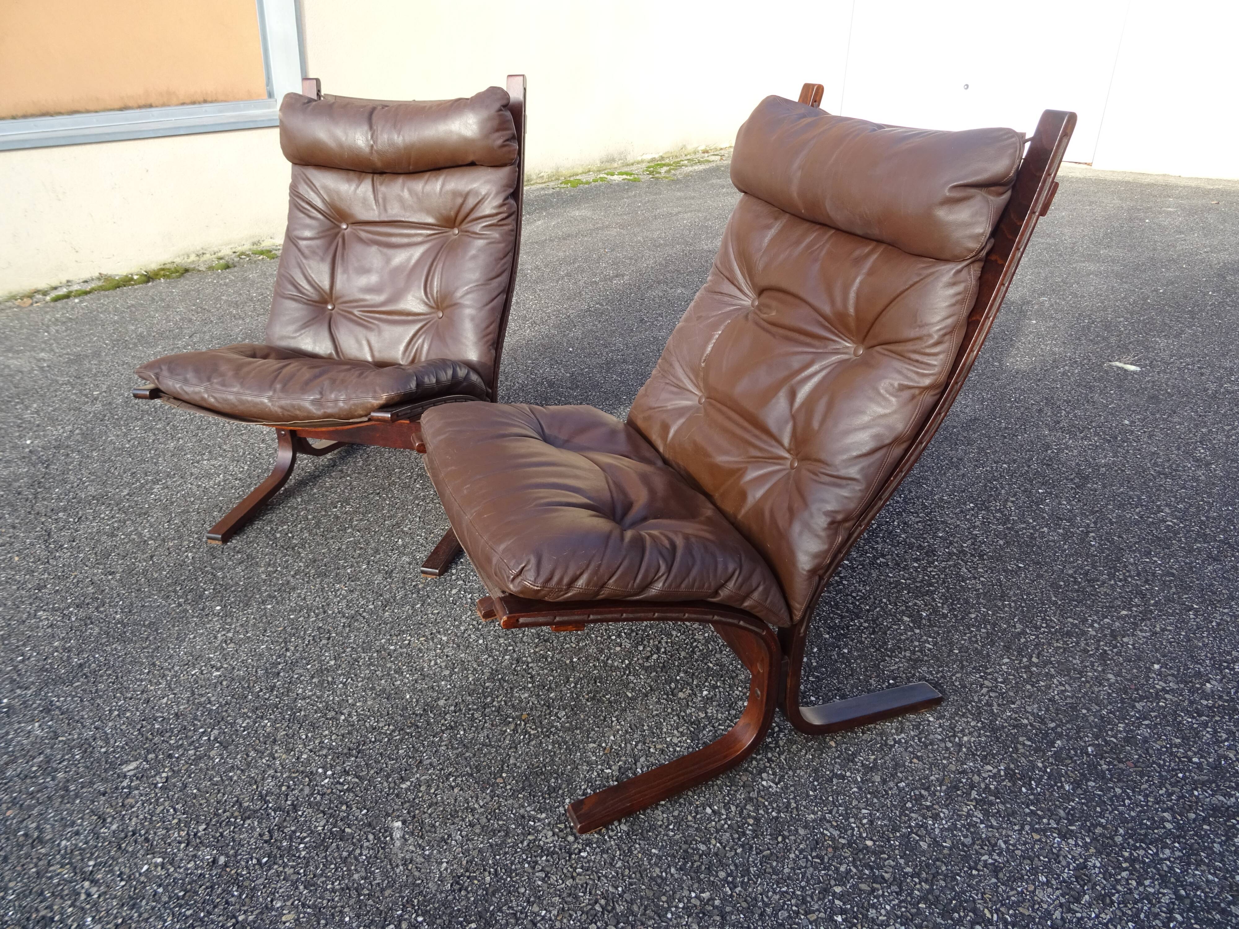 Paire de fauteuils Siesta design Scandinave Ingmar Relling Westnofa An 70