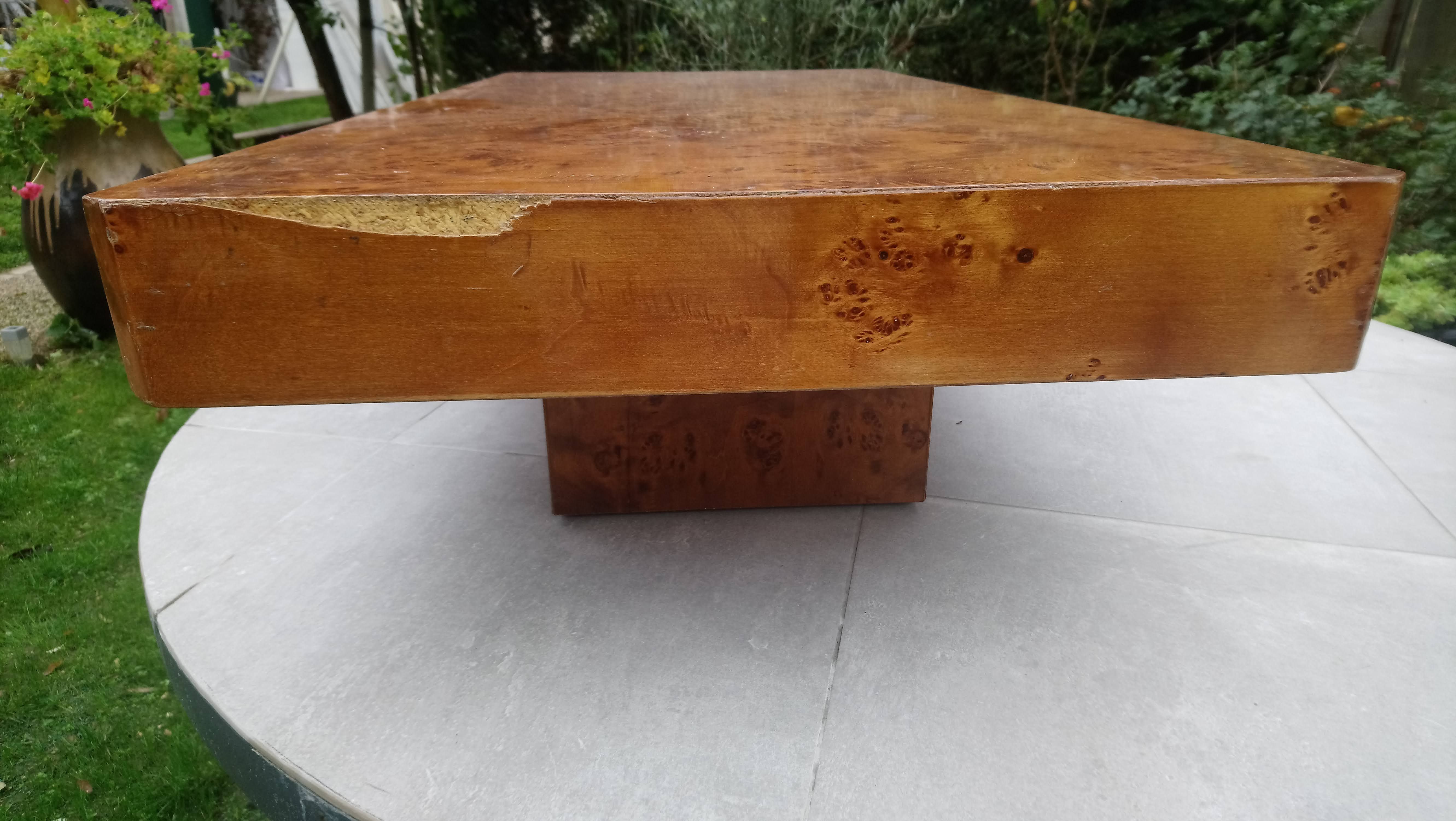 Roche Bobois elm magnifying glass coffee table