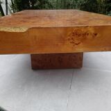 Table basse en loupe d'orme années 70