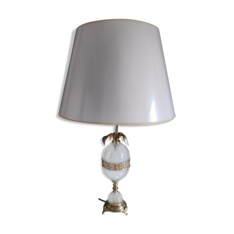 Pineapple lamp in chiseled glass and gold metal