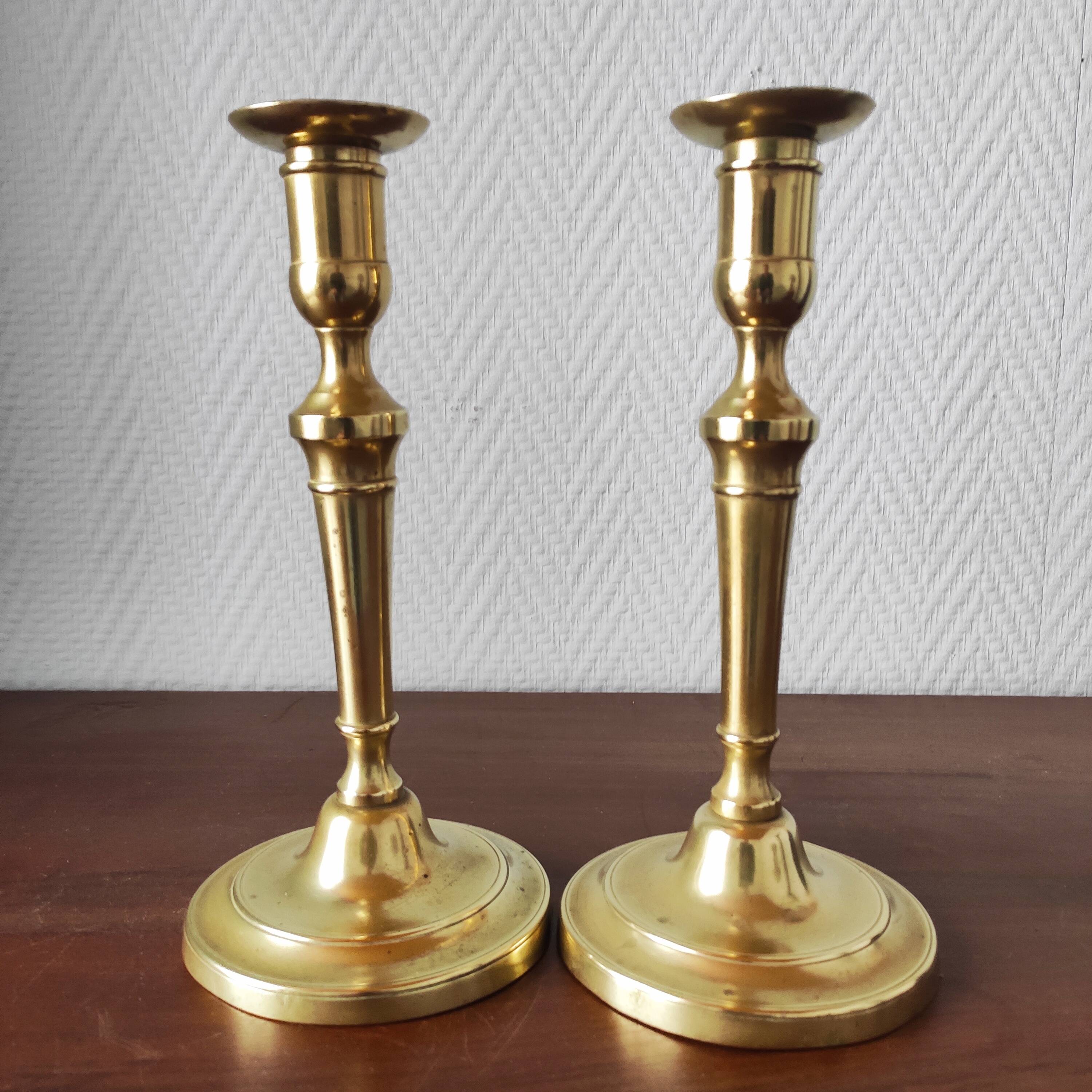 Pair of vintage solid brass candlesticks