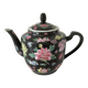 Théière chinoise vintage décor floral polychrome fond noir
