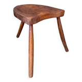 Brutalist tripod stool in solid oak
