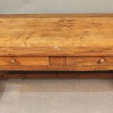 Opening oak coffee table with 2 drawers