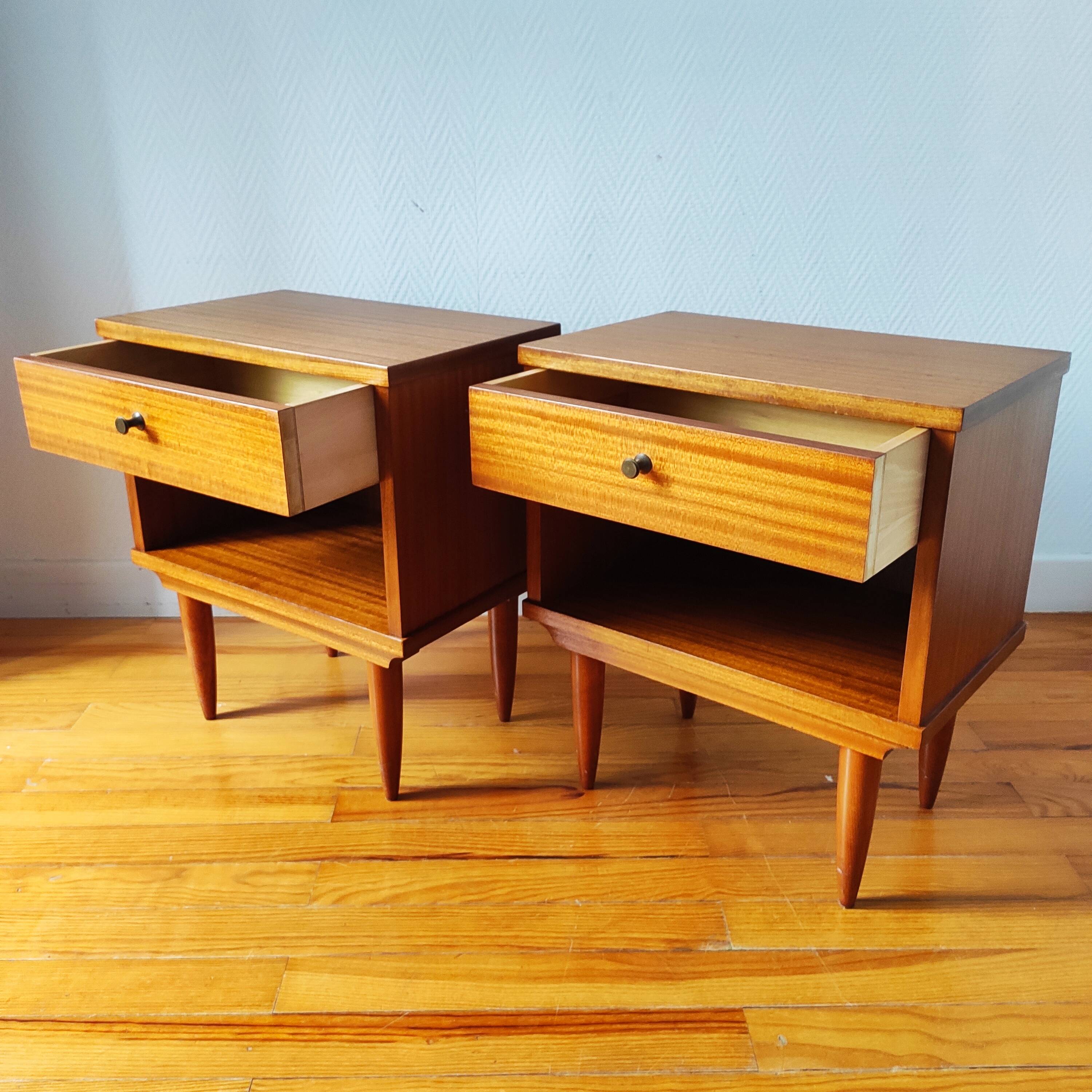 Pair of Vintage 1960s Scandinavian Bedside Tables