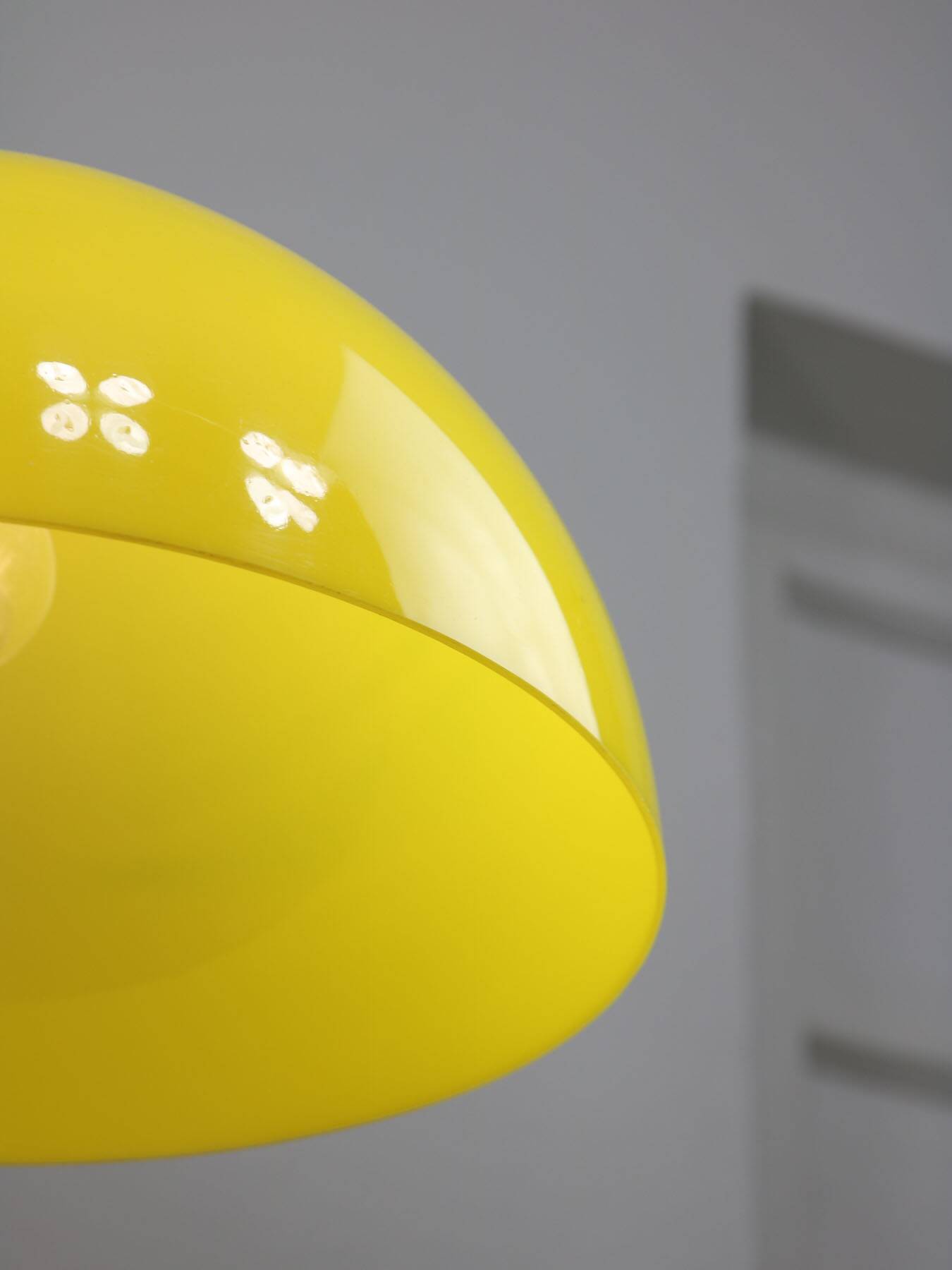 Vintage Italian Brass and Yellow Plexiglas Pendant Lamp