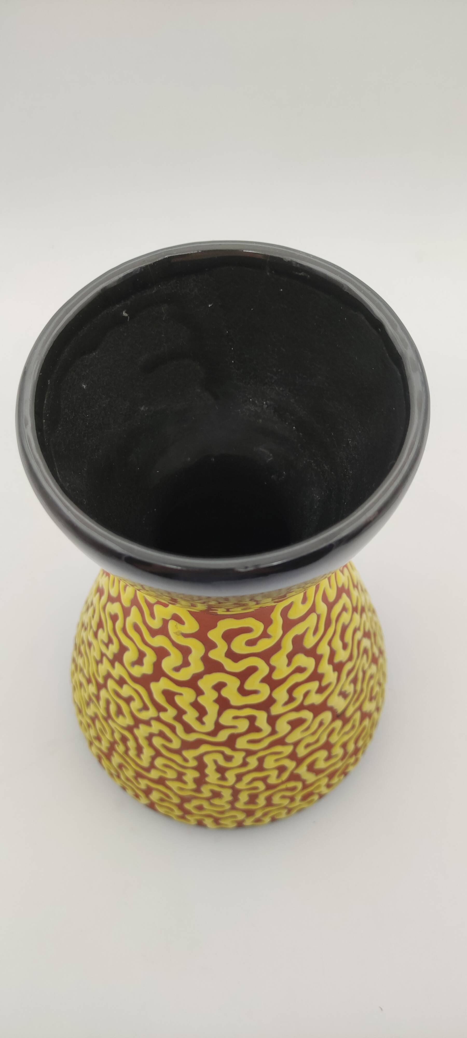 Ray Camart yellow and black ceramic vase