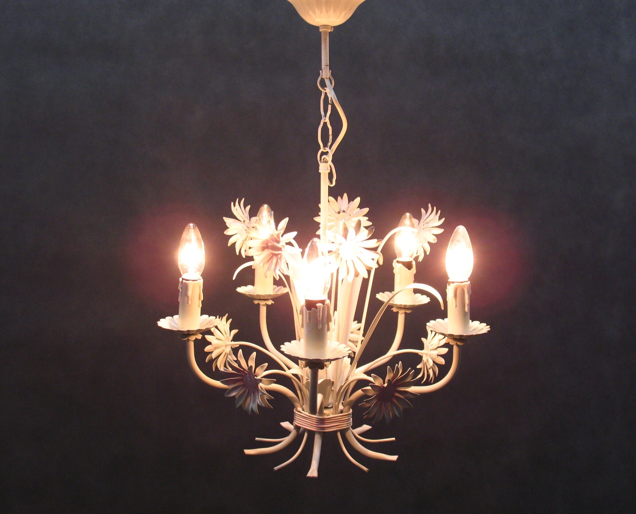 Lustre floral Hollywood Regency, années 1970