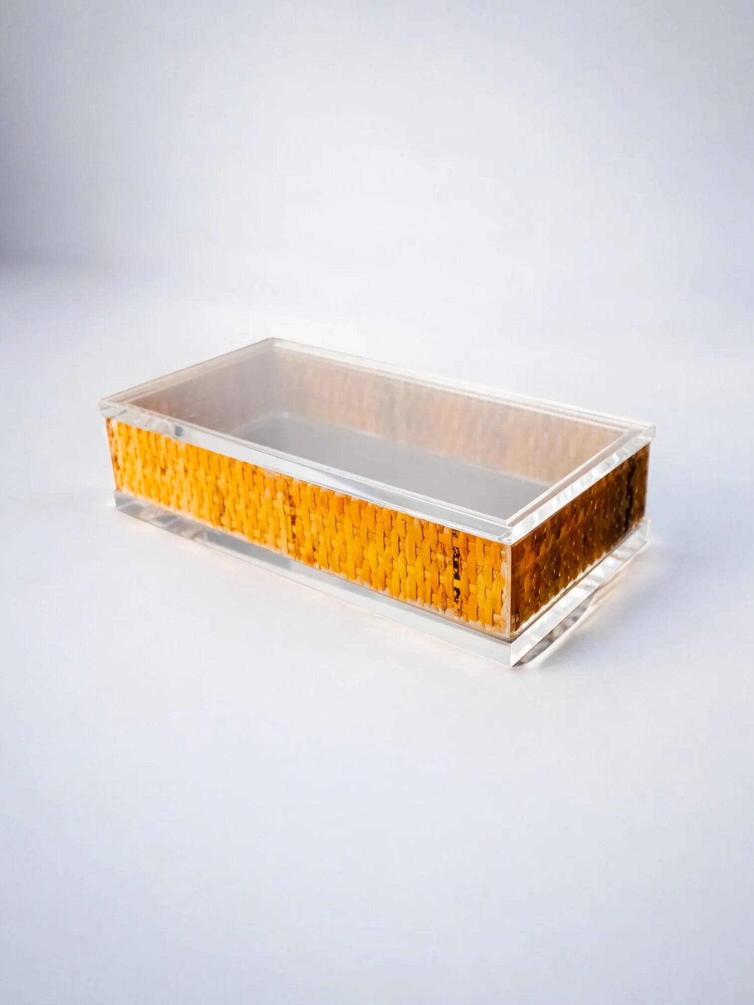 Lucite and rattan vanity box, Christian Dior style, Italy 1970s