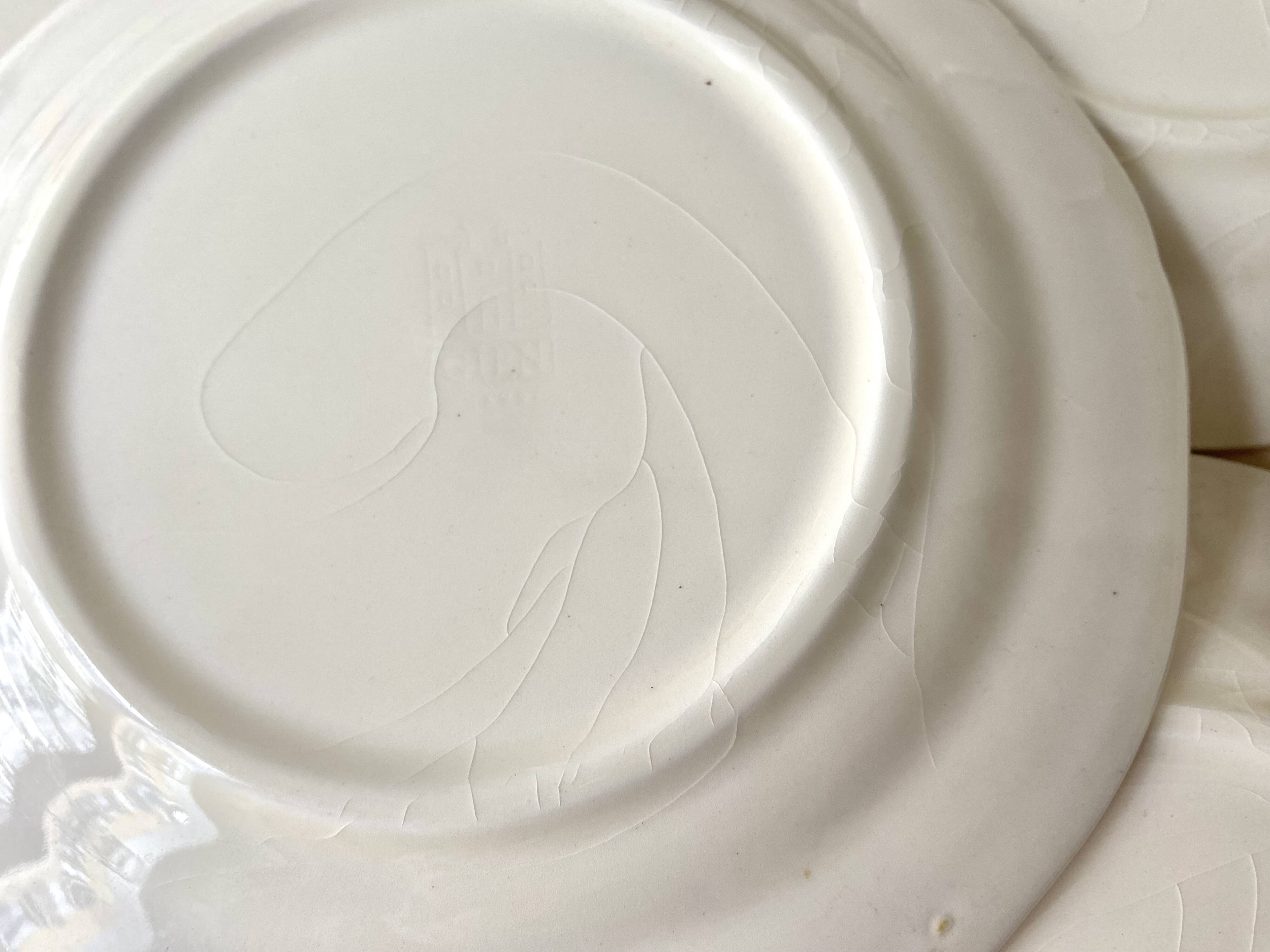 "Cherries" dessert service by Gien vintage, pie dish + 10 dessert plates, Faien ceramic