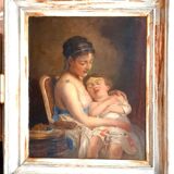 Portrait primitif d'une femme et d'un enfant