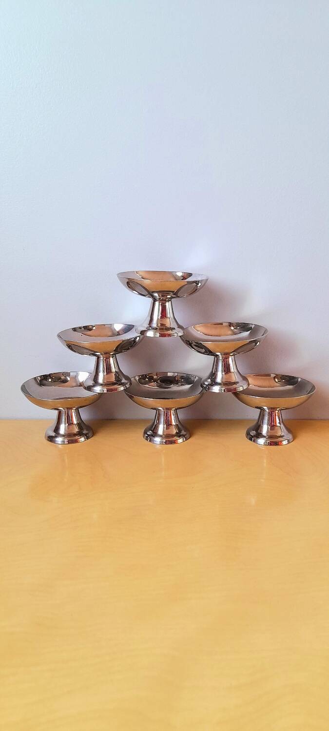 Stainless steel ice cream or dessert cups, 1970.