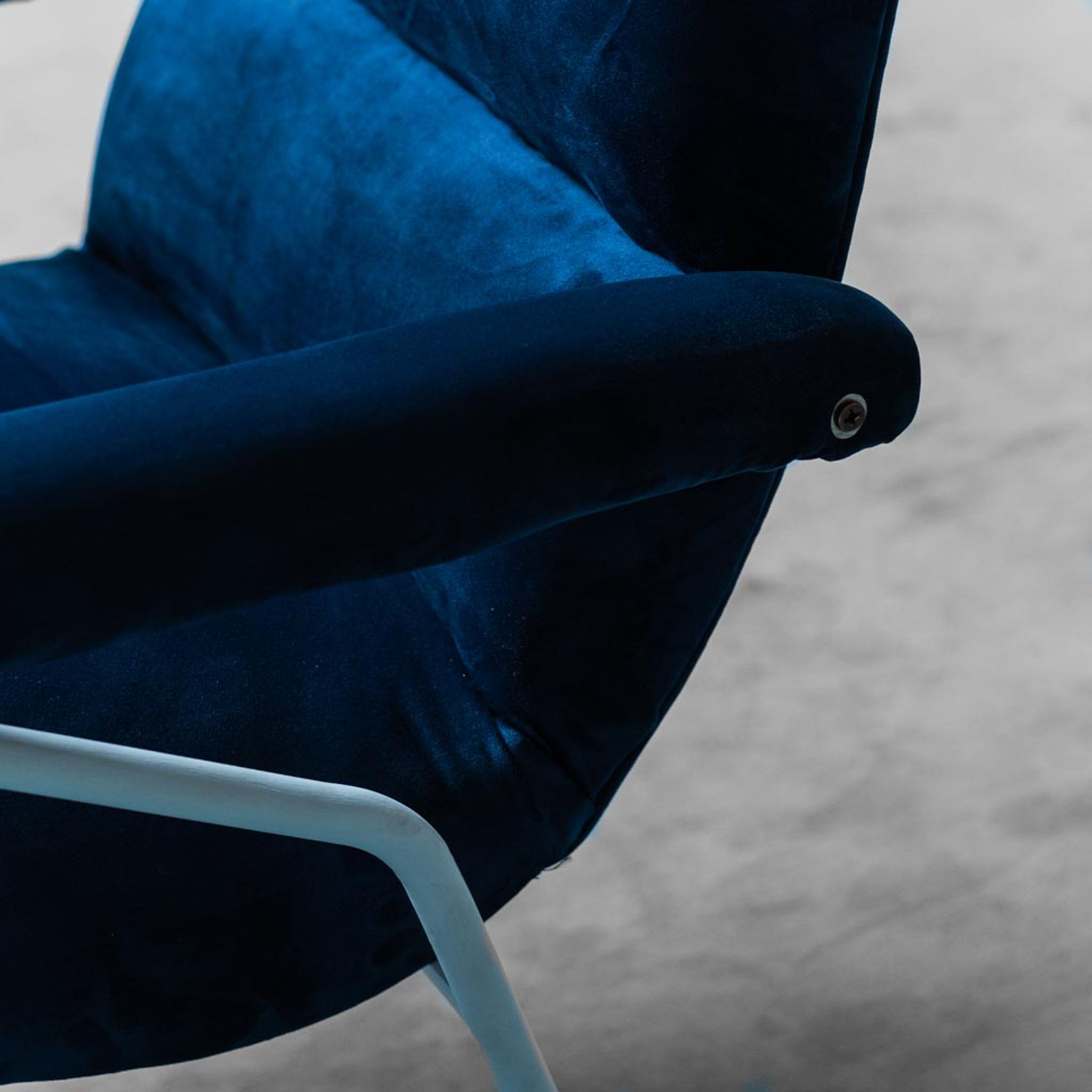 Armchair velvet blue metal light blue 60s vintage