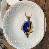 Series of 9 Gien fish plates