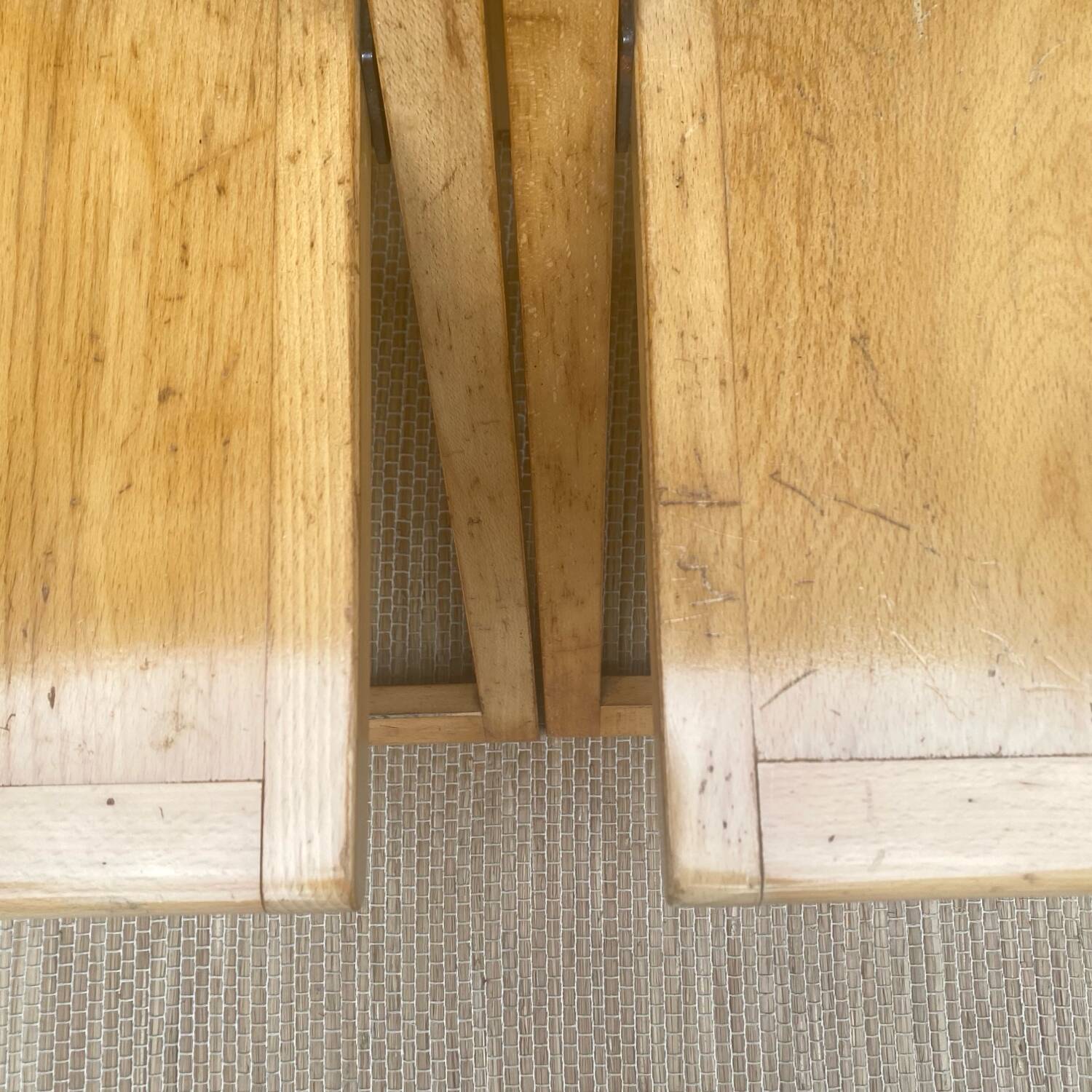 Extra flat vintage beech folding chairs