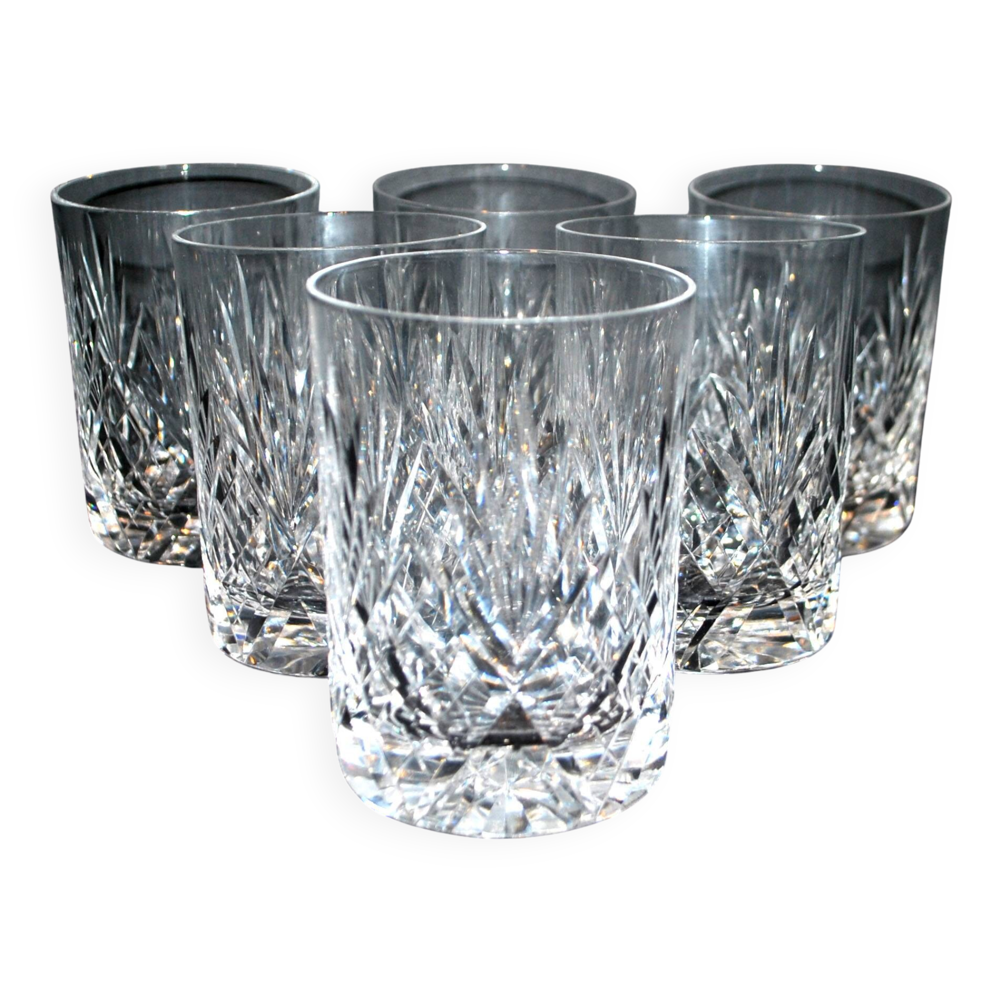 Set of 6 Lemberg Junon cut crystal whisky glasses near Chantilly