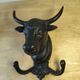Wall-mounted coat hook in cast iron, bull's head and Camargue cross