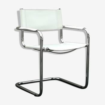 Vintage leather and metal chrome armchair