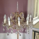 Lampadaire en bronze et cristal