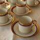 6 coffee cups + saucers in Gien porcelain – Empire style, gold trim