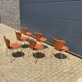Fritz Hansen series 7 Vlinderstoelen in Cognac leather NIEUW!!