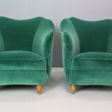 Pair of velvet armchairs Gio Ponti style