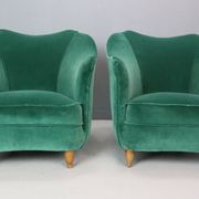 Pair of velvet armchairs Gio Ponti style