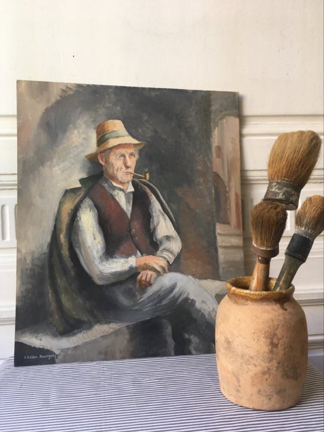 Portrait old oil signed