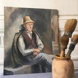 Portrait old oil signed