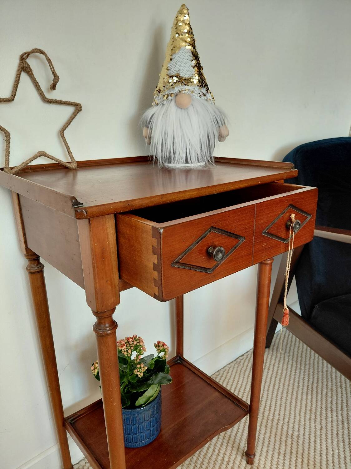 Small vintage wooden console - 1 drawer - family home