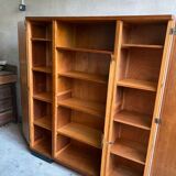 Library / Vintage solid wood sideboard – 3 doors with display cabinet