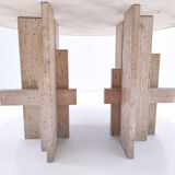 Mid-century modern travertine dining table
