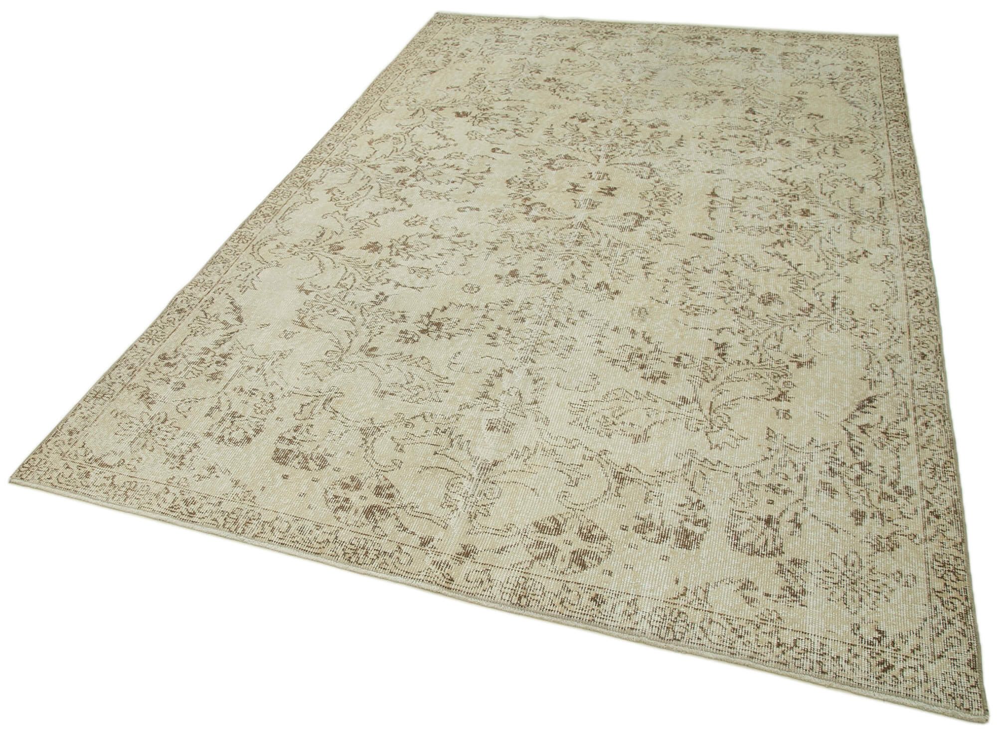 Hand-knotted one-of-a-kind turkish beige carpet 148 x 287 cm