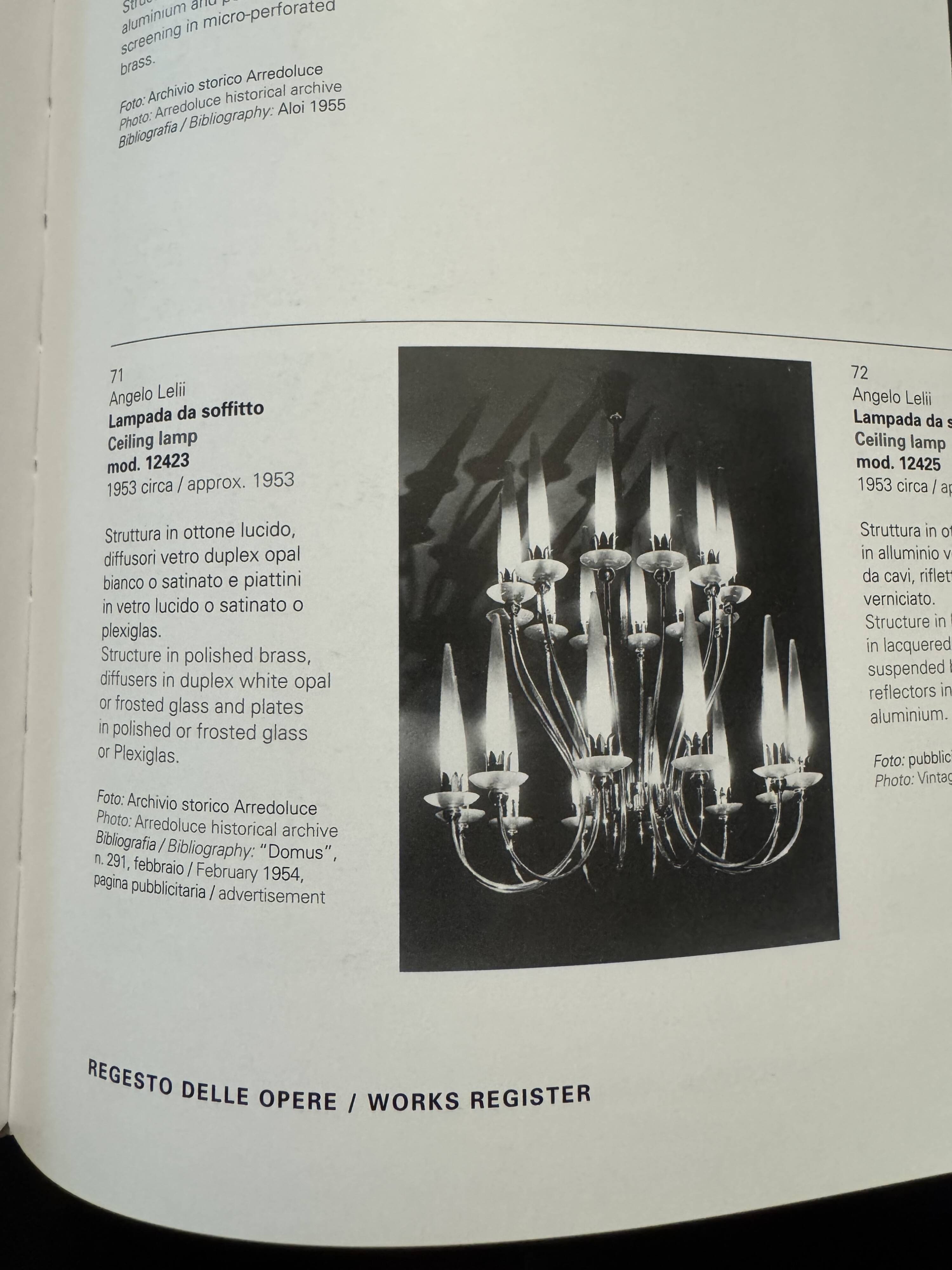 Rare Angelo Lelii for Arredoluce, 12-Lights Chandelier, Italy 1953
