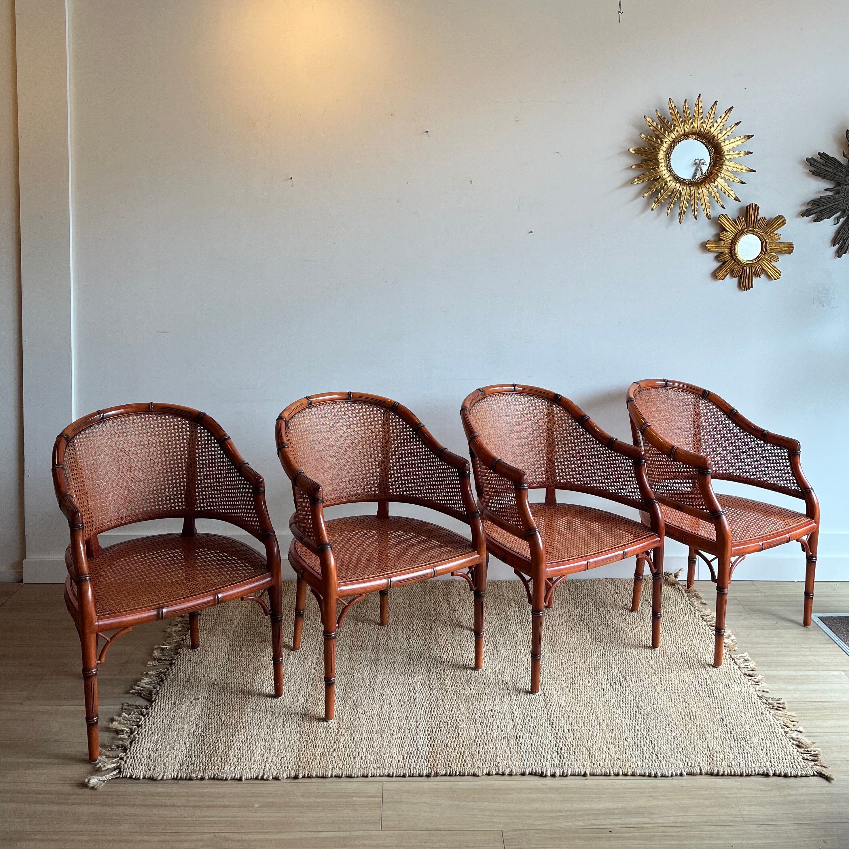 4 'Faux Bamboo' Dining Chairs Italian Giorgetti