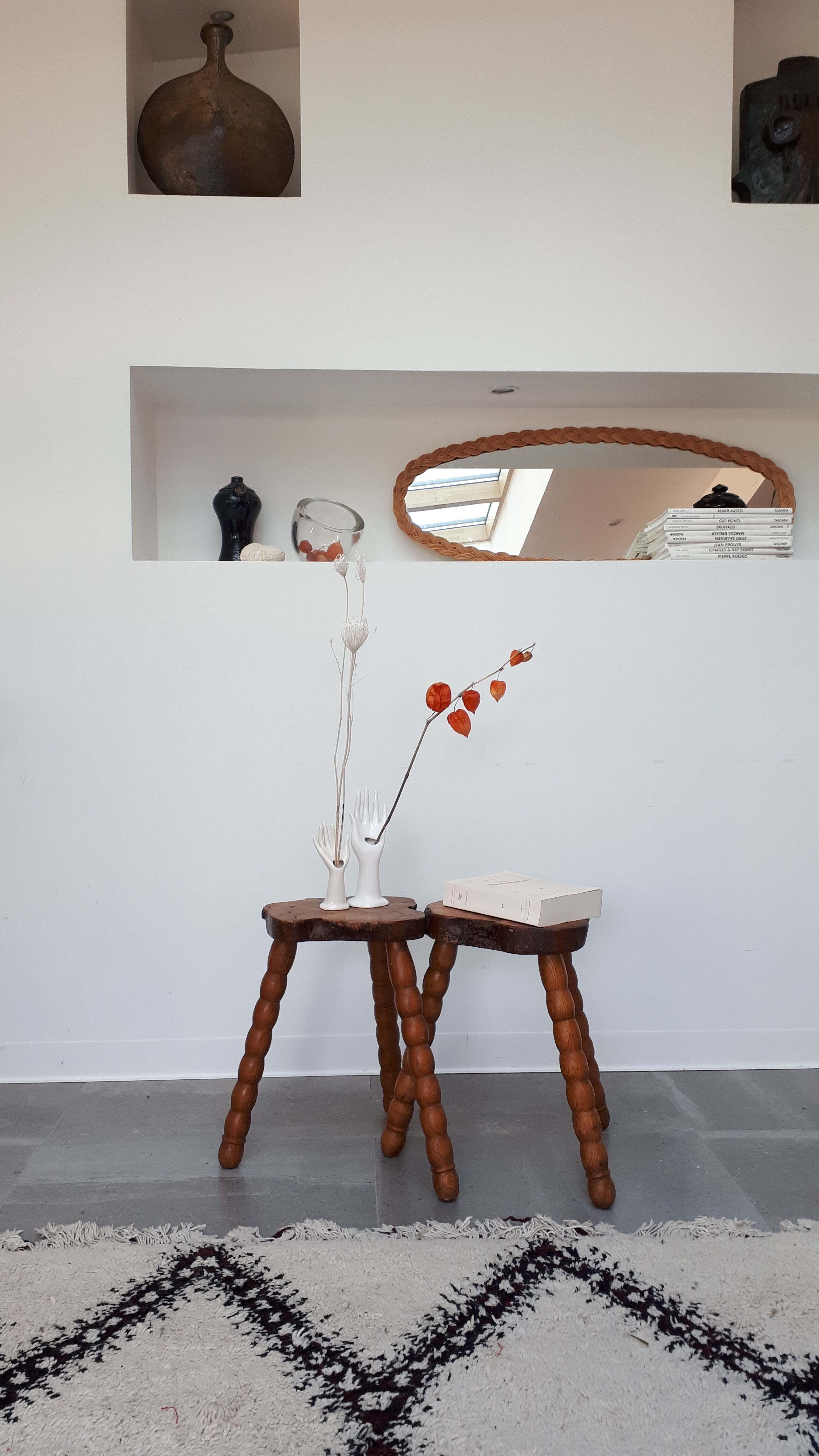 Pair of brutalist art stools 60s