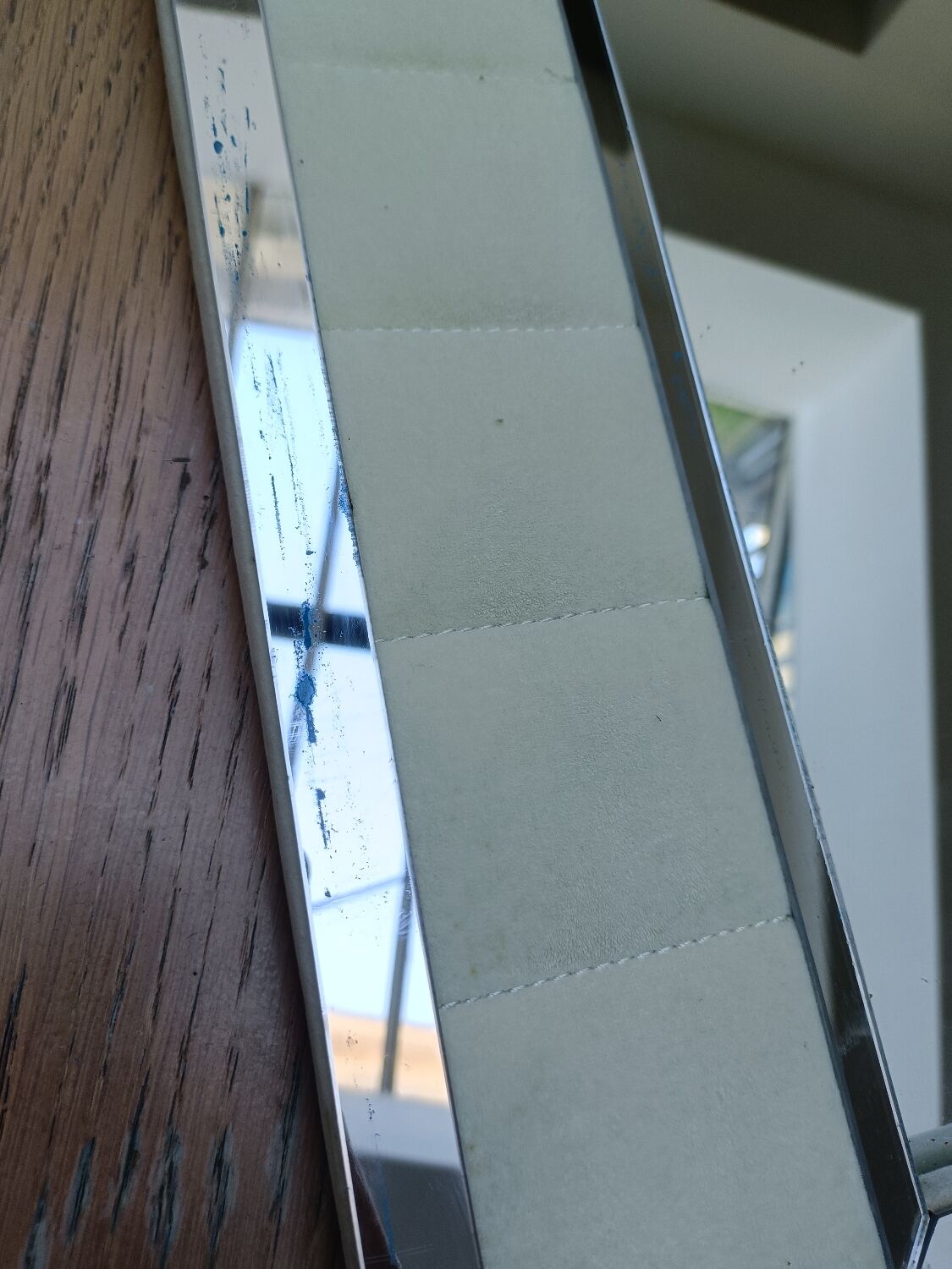 Large vintage tufted velvet mirror