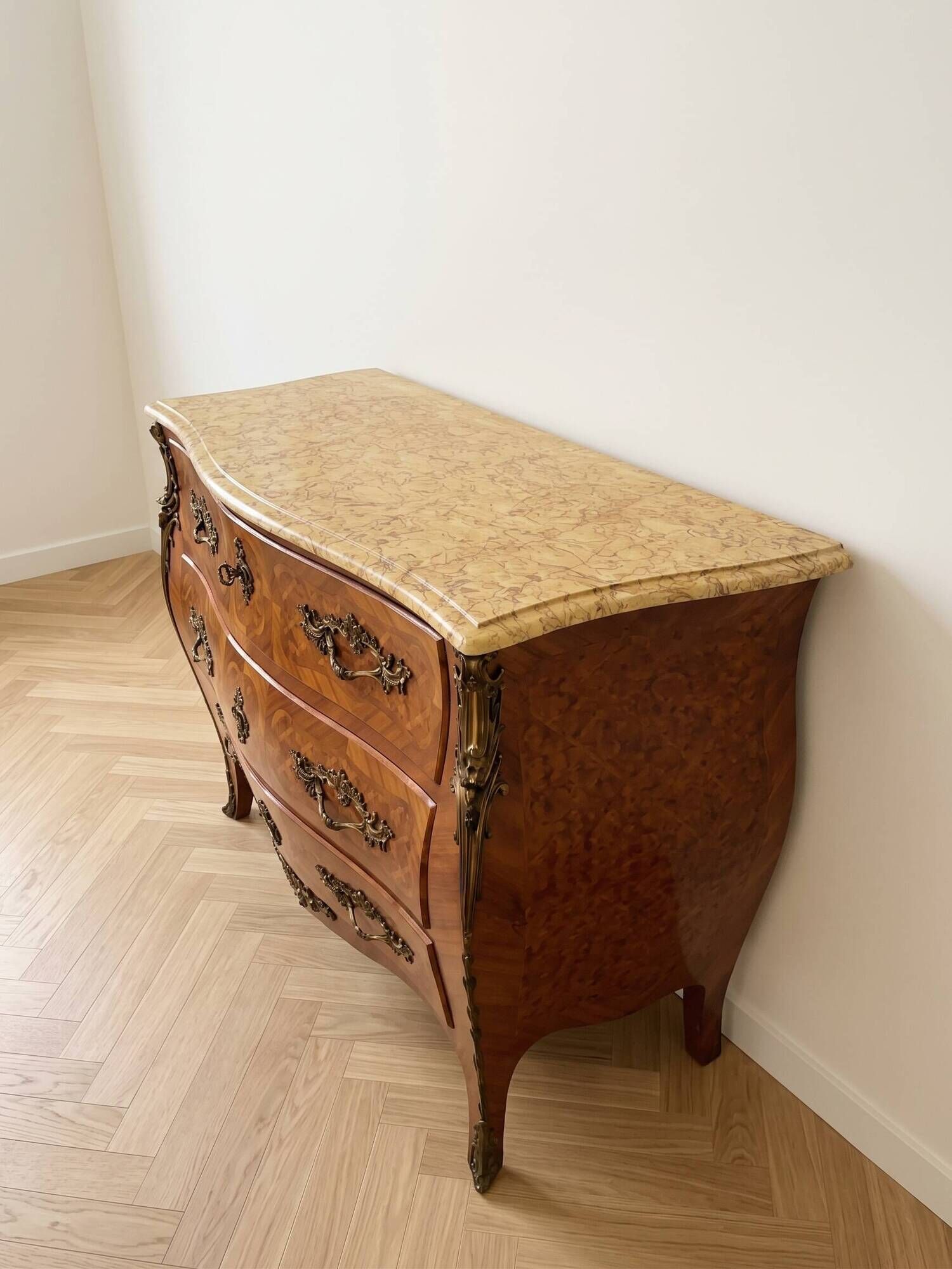 Antique Louis XV commode inlaid with a marble top