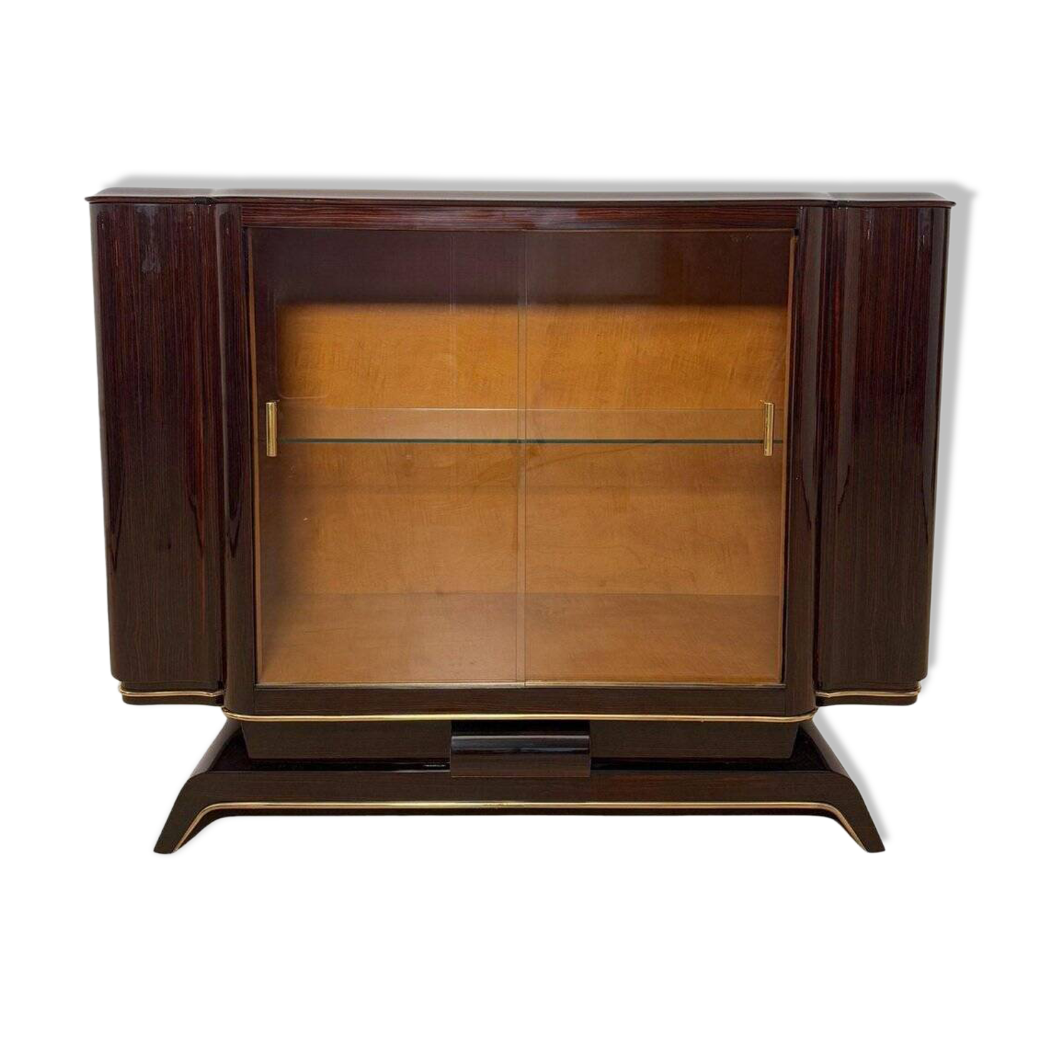 Art Deco Sideboard with Vitrine in Macassar Ebony & Maple, Paris, 1930s
