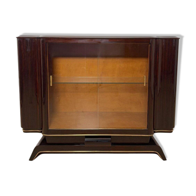 Buffet Art Déco avec vitrine en ébène Macassar et érable, Paris, années 1930.