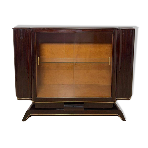 Buffet Art Déco avec vitrine en ébène Macassar et érable, Paris, années 1930.