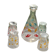 Carafe and 4 glasses with design and vintage patterns 1950/60