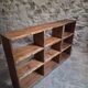 Old workshop shelf in French pine, industrial shoe cabinet, around 1900.