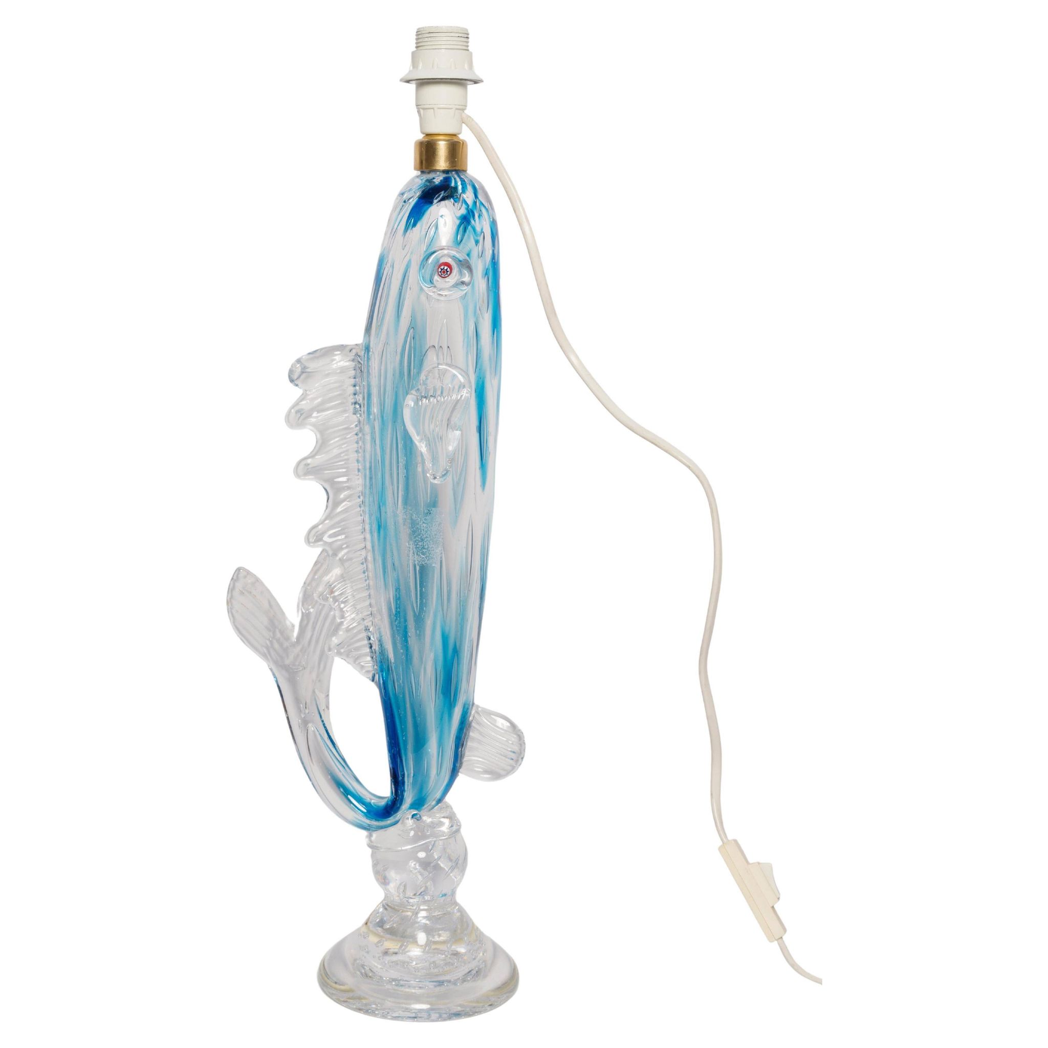 Mid-Century Fish Table Lamp in Glass, France, 1960s