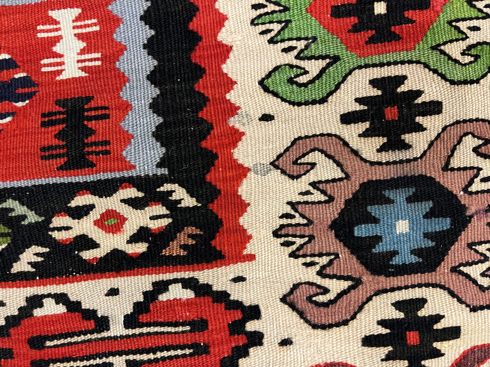 Handmade vintage runner rug red wool turkish area rug - 81x200cm