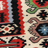 Handmade vintage runner rug red wool turkish area rug - 81x200cm