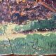 Watercolor painting Sennecey les Dijon "Rue du village avec clocher" 1934 Signed