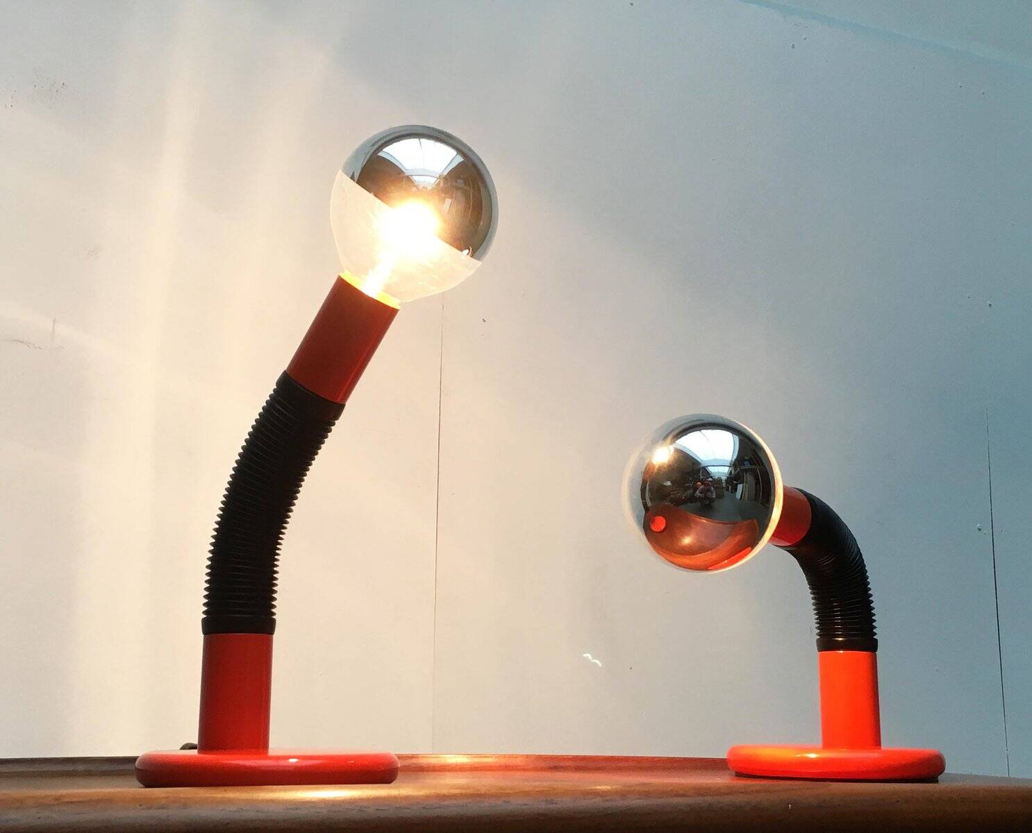 Vintage Italian table lamps Space Age by Bellini for Targetti, 1970s.